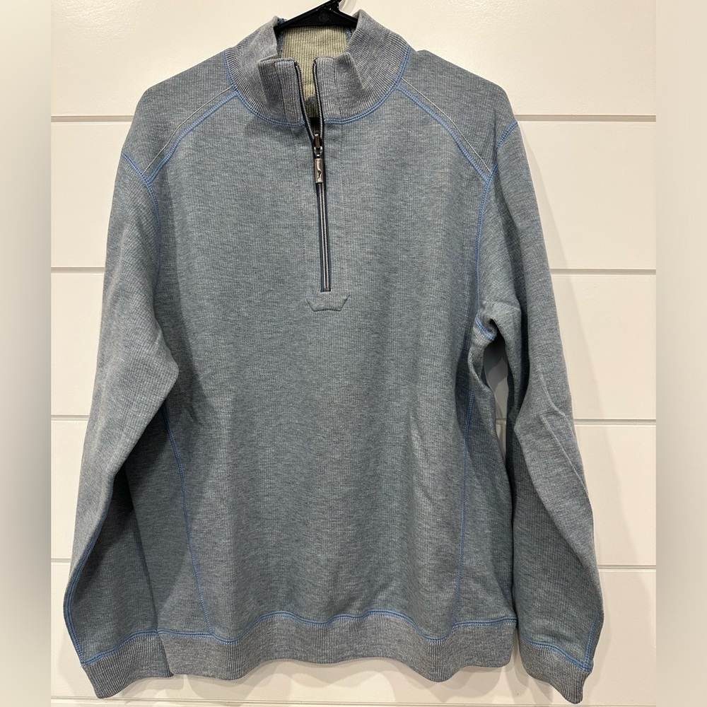 Tommy Bahama Men’s Reversible Flipsider half-zip in Beach Bum Heather, XL